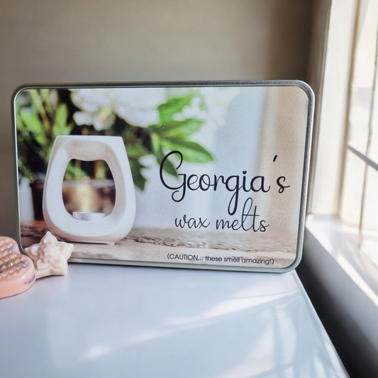 Personalised wax melt tins